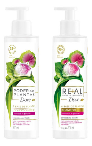Kit X2 Dove Shampoo + Acondicionador Real Plantas Nutrición 0