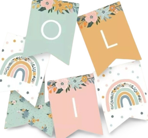 Banderín Personalizado Para Cumpleaños Arco Iris Arcoiris 0
