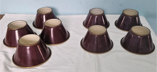 Lote De 8 Tulipas Pantallas Bordó Antiguas De Ffcc Metal. M 0