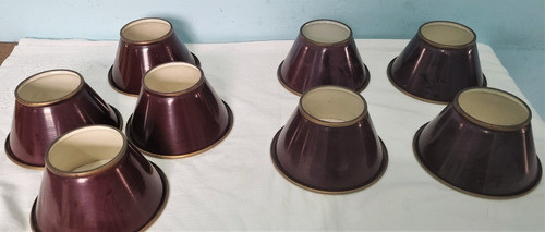 Lote De 8 Tulipas Pantallas Bordó Antiguas De Ffcc Metal. M 1