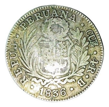 Moneda De Peru Plata  4 Reales 1836 B  Cuzco Vf Km 151.1 0