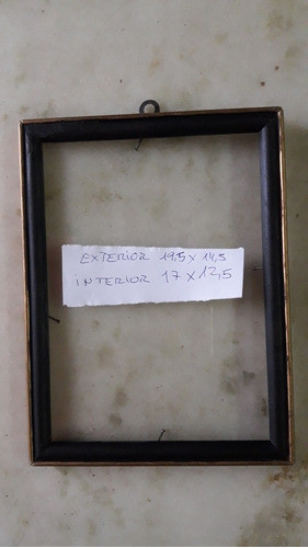 Antiguo Marco, Cuadro De Madera Con Vidrio Y Gancho 0