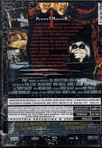 Puppet Master - Dvd Nuevo Original Cerrado - Mcbmi 1
