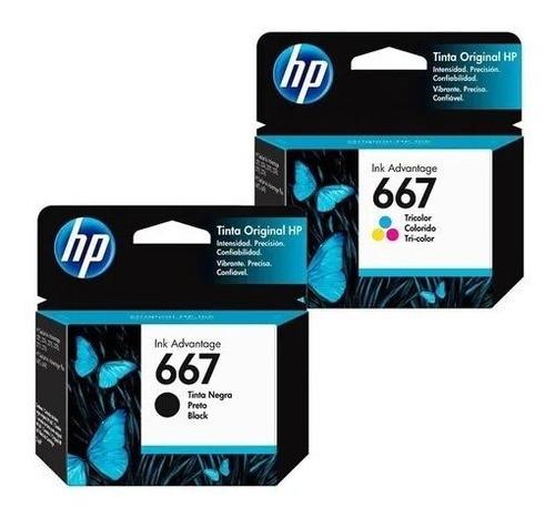 Pack 2 Cartuchos Original Hp 667 Deskjet 2375 2775 2776 0
