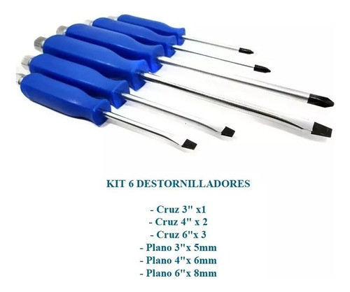 Set Juego Kit X6 Destornillador Golpe Mecanica Profesional 1
