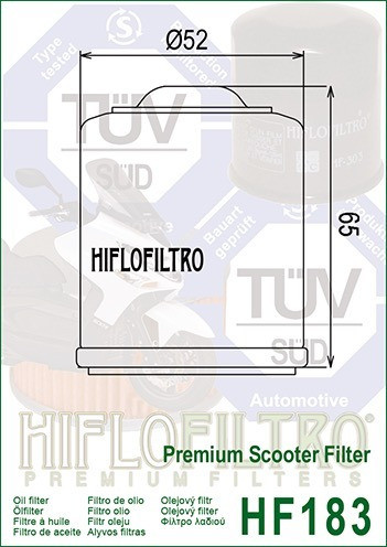 Filtro De Aceite Hf183 Vespa 125/150/200 1
