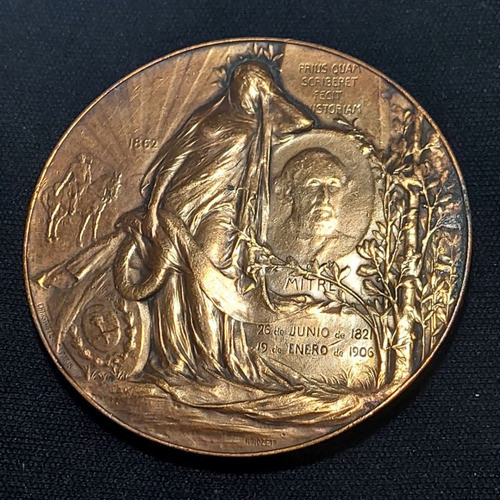 Medalla Exequias De Bartolomé Mitre Año 1906 Bronce - 128 0