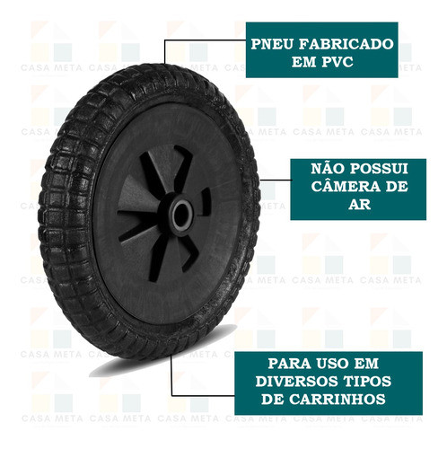 Roda Para Carrinho De Mão C/pneu Sem Câmara 325x65mm 1