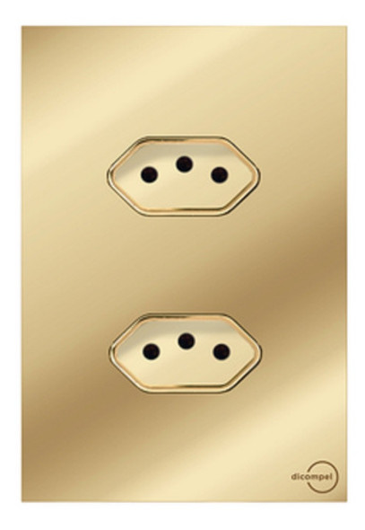 Tomada Dupla 10a E 20a Novara Glass Dourada C/ Gold 4x2 0