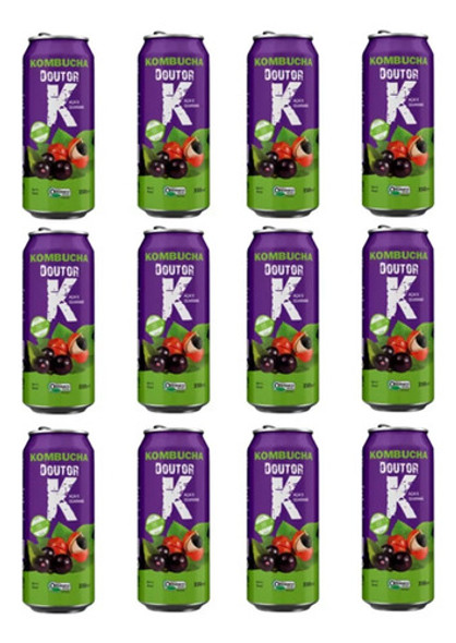 Kombucha Chá Mate Orgânica Vegana Guaraná Com Açai 12x350ml 0
