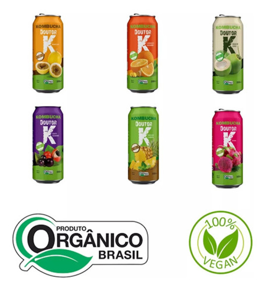 Kombucha Chá Mate Orgânica Vegana Guaraná Com Açai 12x350ml 1