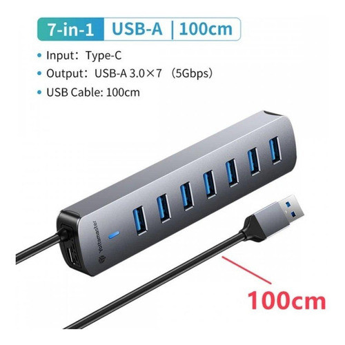 Hub 7 Portas Usb-a 5gbps Cabo 1 Metro Yottamaster Ph7uu310gy 1