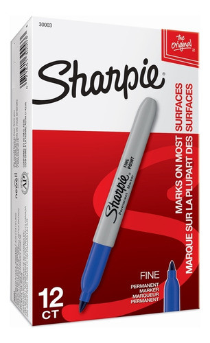 Caixa C/12 Marcadores Permanentes Sharpie Azul 0