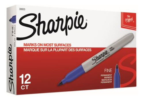 Caixa C/12 Marcadores Permanentes Sharpie Azul 1