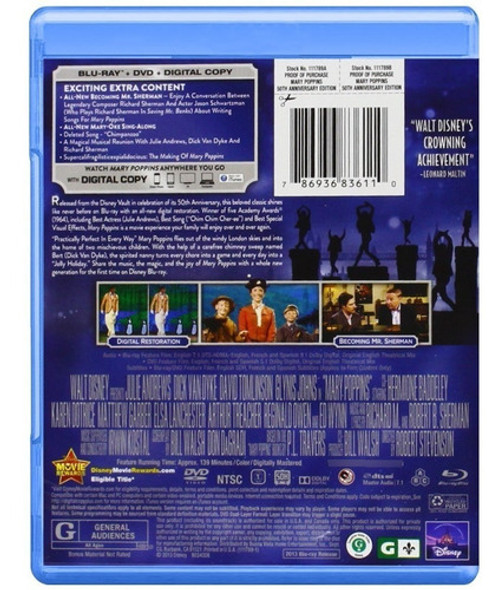 Blu-ray + Dvd Mary Poppins / 50th Anniversary 1