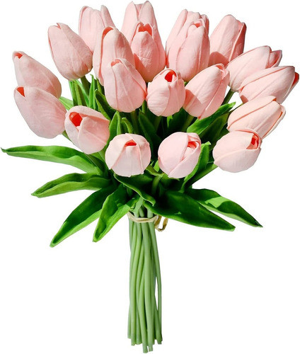 20 Tulipanes, Flores Artificiales Mandys - Rosado. 0