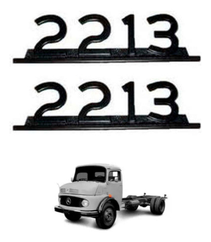 Par Emblema Caminhao Mb ''2213'' Preto - Metal 0