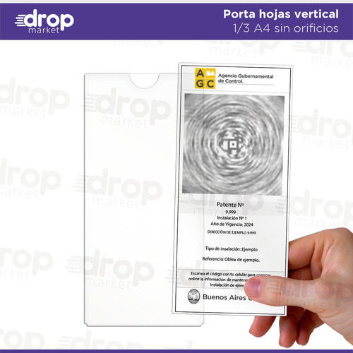 Porta Oblea Qr Elevador Hoja 10x21 A4 Pack X10u 1