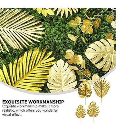 Hojas Artificiales Doradas Palma Y Monstera X20 1