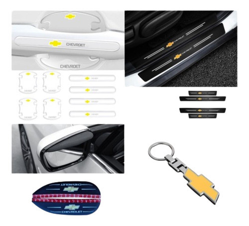 Combo Chevrolet Protector Zocalo Pta Picap Visera Llavero 0