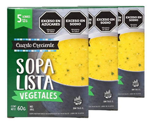 Sopa Vegetales Instantanea Cuarto Creciente Sobres 12gr X3 0