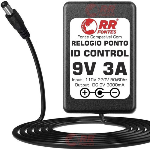 Fonte Dc 9v 3a Para Relogio De Ponto Control Id Rep Idclass 0