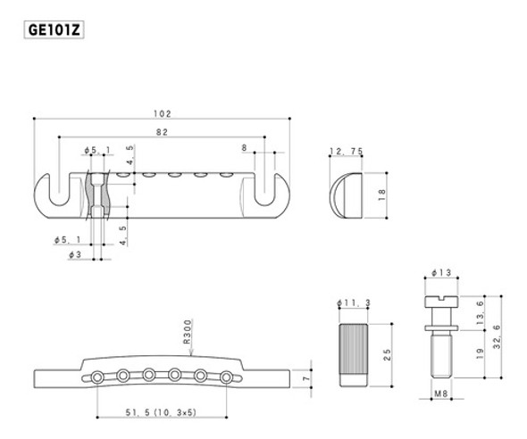 Ponte Cordal Guitarra Gotoh Ge101z Gg Dourada Stop Tailpiece 1