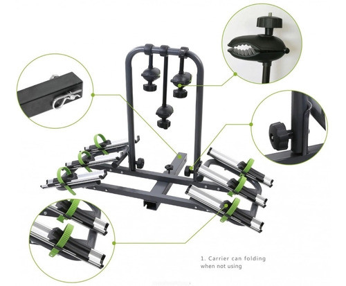 Soporte 3 Bicicletas Auto Rack Carrier Plegable Ajust. 45kgs 1