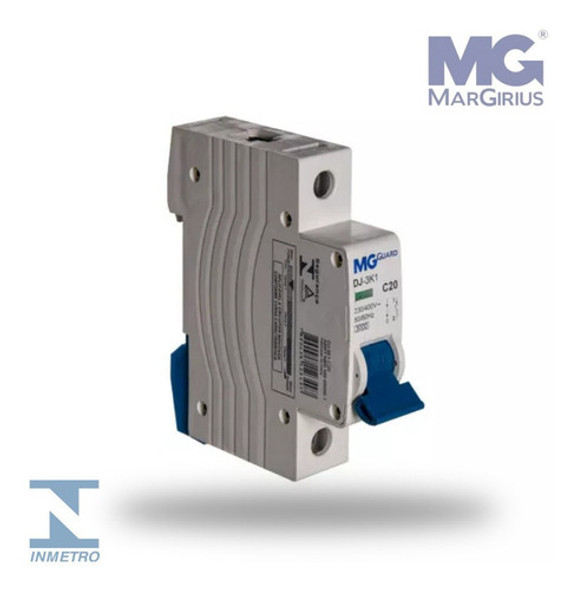 Kit 3 Un Disjuntor Monofásico Din 20a Margirius Guard Inmetr 1