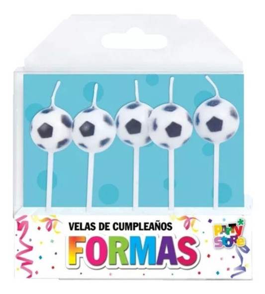 Velas Cumpleaños Con Formas - Set Pelota Futbol X 5 Piezas 0