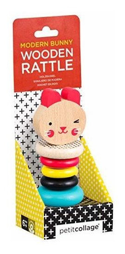 Petit Collage Sonajero Conejito De Madera Ecologico Bebe, 0