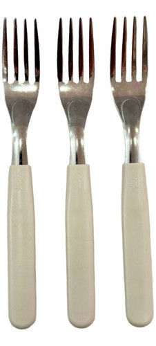 Set 6 Tenedor Beige Mango Plástico Carol Acero Inoxidable 1