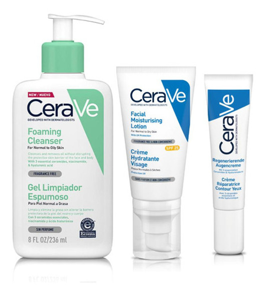 Pack Cerave Limpieza+hidratante Facial+cr Reparadora Ojos 0 Pack Cerave Limpieza+hidratante Facial+cr Reparadora Ojos 0