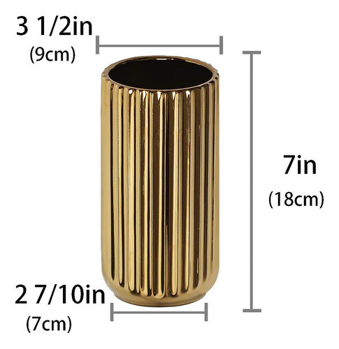 Florero De Cerámica Dorada De 7 Pulgadas Jarrón De Decoració 1