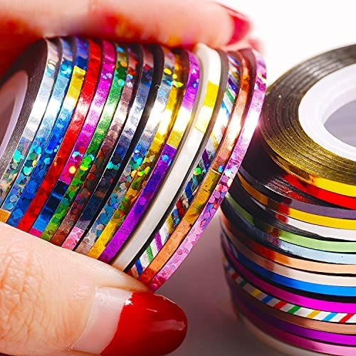 Cinta Adhesiva Linea Para Arte De Uñas 36rollos Laser1/2/3mm 1