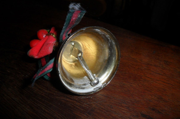 Campana Campanita Navideña Moño Miniatura Metal Plateada 1