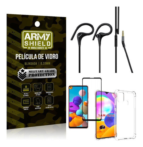 Capinha Samsung A21s + Fone Sport Hs92 + Pelicula 3d 0