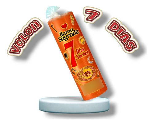 Velón Liso Naranja 7 Días Y 7 Noches Bumi Piedras 0