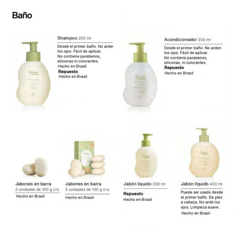 Set: Shampoo/ Acondicionador/ Jab Liquido Mamá Y Bebé Natura 1