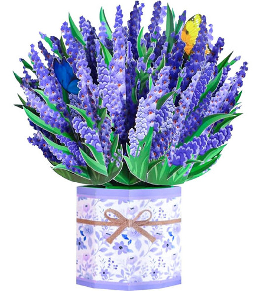 Tarjetas 3d Para Aniversarios Agradecimientos.planta Lavanda 0