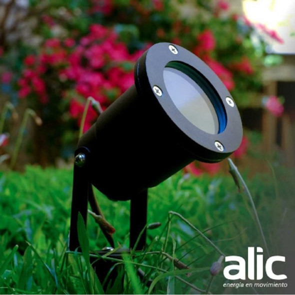 Estaca Simple De Jardín Para Dicroica Led Alic Negro X10u P 1