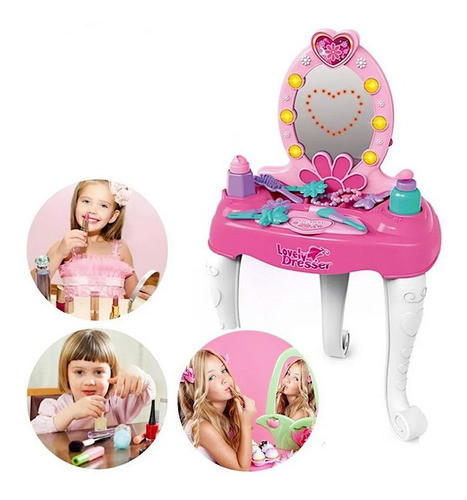 Juego De Tocador Infantil Con Espejo, Accesorios Y Secador 0