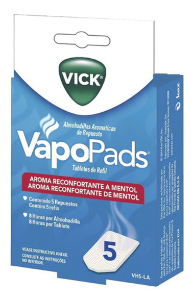 Vapopads 5 Repuestos Almohadillas Vick Vh5la Aroma Mentol 0