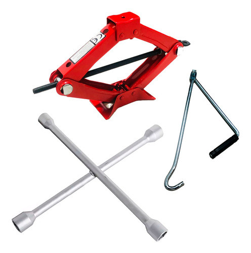 Combo 2 En 1 Seguridad Auto Cricket Tijera Llave Rueda 0