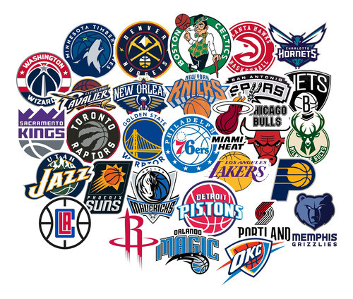 30 Stickers Calcos Basquet Nba Todos Los Equipos 0
