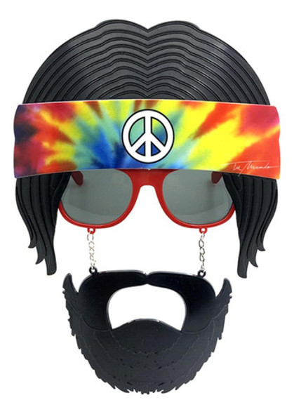 Lente Y Barba Hippie Nostalgia 19,5 X 25 Cm Cotillón Disfraz 0