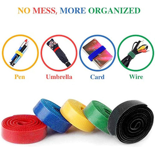 Cinta De Sujeción Organizada De Cables Multicolores Reutiliz 1