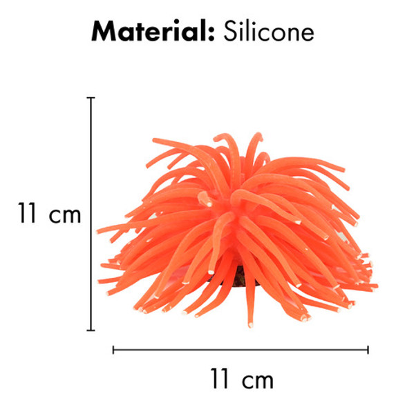 Enfeite De Silicone Soma Anemona Short Laranja 11 Cm 1