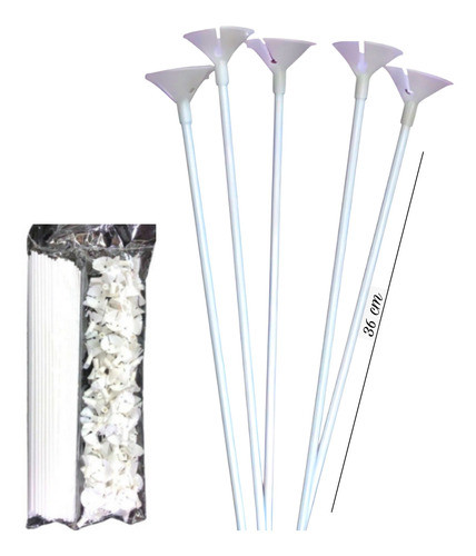 Palitos Porta Globos Blancos (bulto 25x100) - Cotillón Waf 0