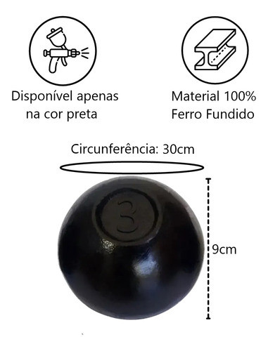 Bola De Arremesso Ferro Fundido Treinamento Funcional 3kg 1